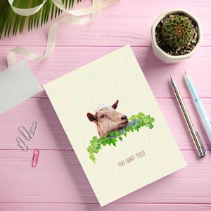 Afdrukbare kaart grappige geit – 'You Goat This' - motiverende woordspeling, digitale downloadkaart