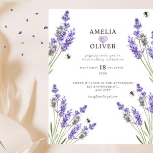 Editable Lavender Invitation Template: DIY Floral Printable (Canva Template, Instant Download)