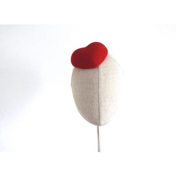 Mini Red Heart Cocktail Hat Fascinator