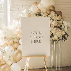 Large Portrait Sign Easel Mockup, PSD Smart Object Mockup, Welcome Sign Poster Mockup, Seating Chart Mockup, Digital Template Product Image