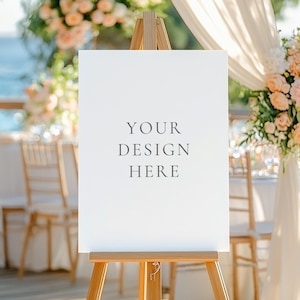 Large Portrait Sign Easel Mockup, PSD Smart Object Mockup, Welcome Sign Poster Mockup, Seating Chart Mockup, Digital Template Product Image