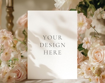 5x7 Portrait Invitation Mockup: PSD Smart Object (Digital Download)