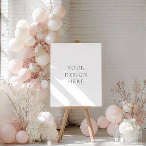 Large Portrait Sign Easel Mockup, PSD Smart Object Mockup, Welcome Sign Poster Mockup, Seating Chart Mockup, Digital Template Product Image