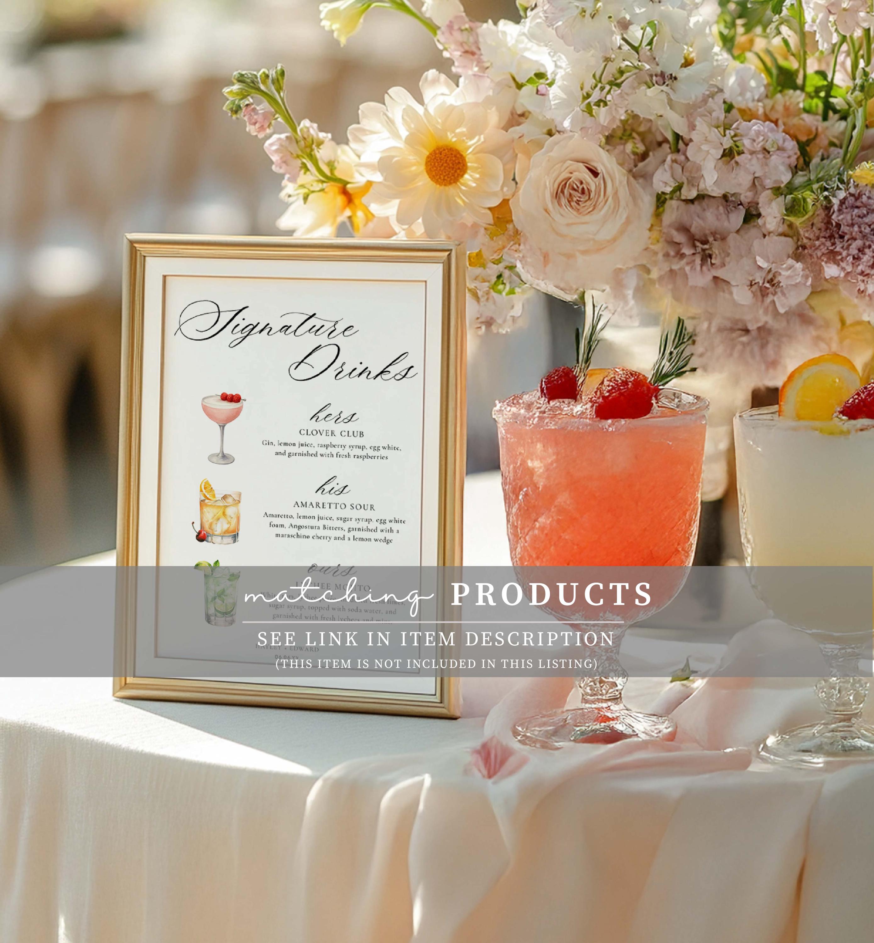 Printable Signature Drink Menu Sign, Canva Wedding Signature Cocktail ...