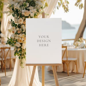 Large Portrait Sign Easel Mockup, PSD Smart Object Mockup, Welcome Sign Mockup, Wedding Party Decor, Seating Chart PSD, Elegant Sign Mockup