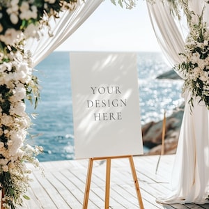 Wedding Reception Easel Mockup, PSD Smart Object Mockup, Large Portrait Poster Sign Mockup, Elegant Wedding Party Decor, Seating Chart PSD