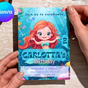 Invitation Petite Sirène Invitations d'anniversaire Petite Sirène Invitation d'anniversaire Ariel Invitation de fête Petite Sirène MODIFIABLE Instantané Numérique