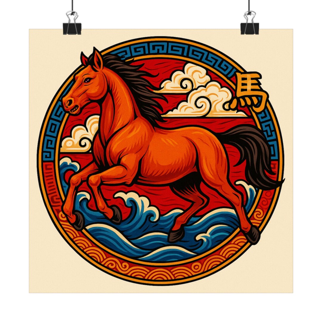 Chinese Zodiac Horse Art Poster Matte Vertical Poster | Year of the ...