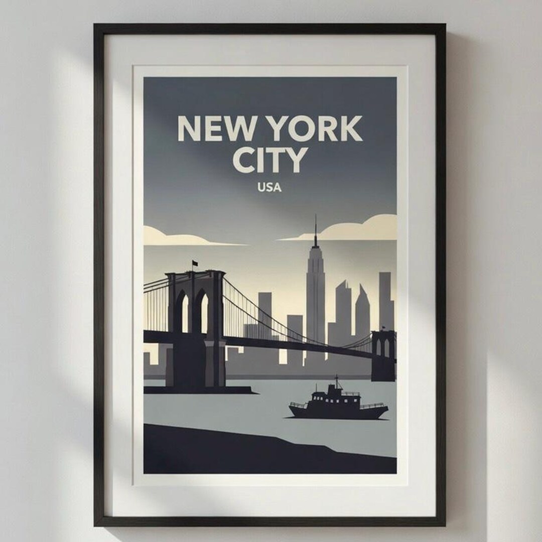 New York City Skyline Poster Silk Poster | NYC Bridge Cityscape Wall ...