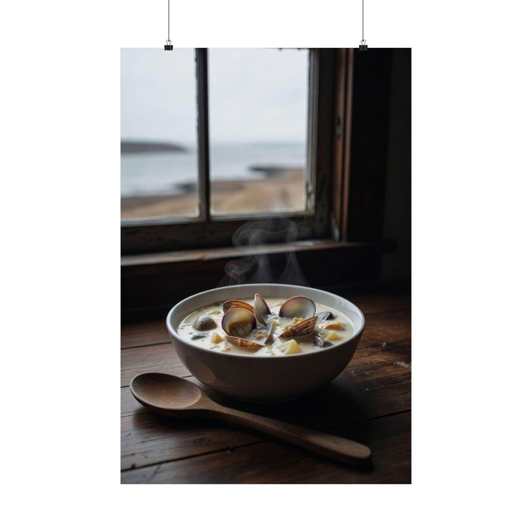 Clam Chowder Photo Matte Vertical Poster | Coastal Kitchen Wall Art - Etsy