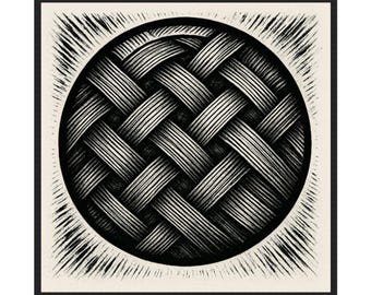 Schwarz Weiß Gewebter Kunstdruck, Moderne Geometrische Textur Poster