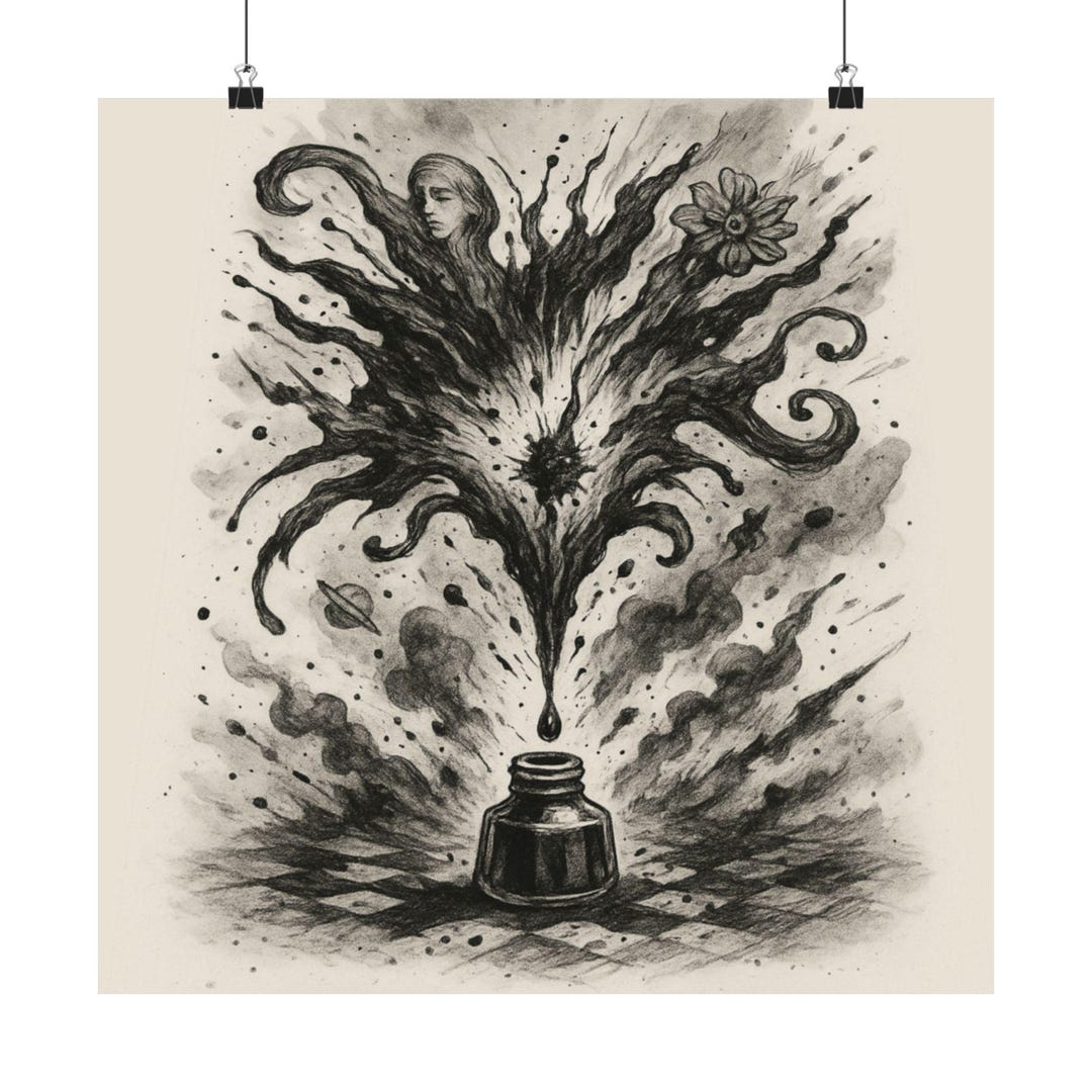 Ink Explosion Art Print: Surreal Black & White Illustration - Etsy