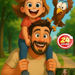 Benutzerdefinierte Cartoon Illustration mit Mensch & Tier | Lustiges Porträt als Geschenkidee Personalisierte Foto und Bild Geschenk