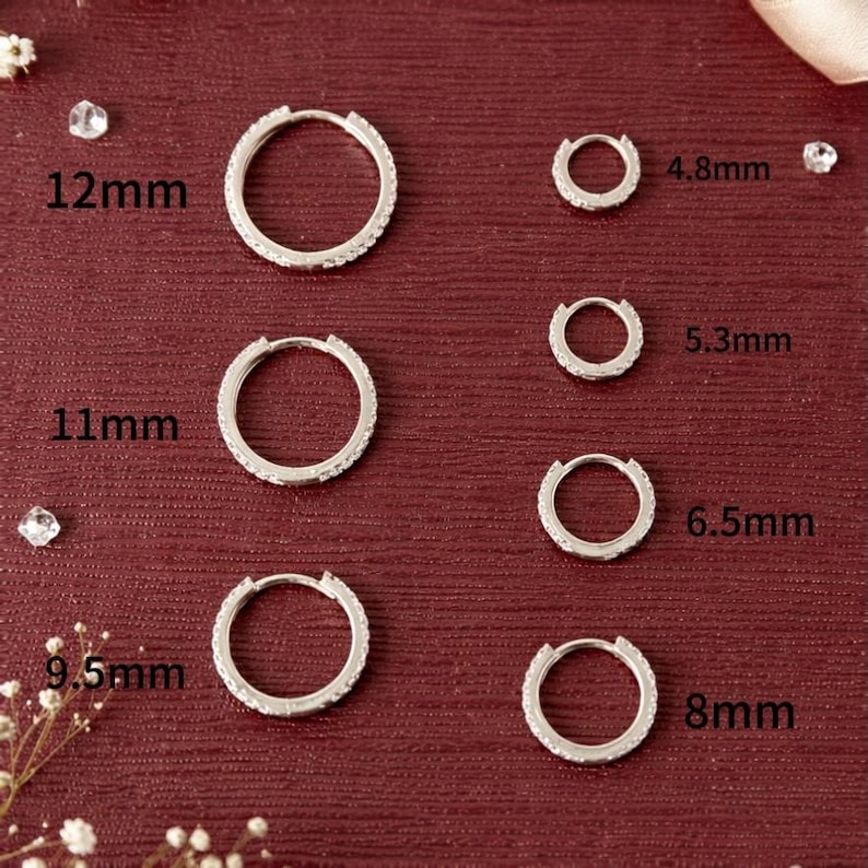 10K/14K Solid Gold Moissanite Huggie Earrings — Petite Sparkle Hoops, Gift for Her (JDE0580) image 4