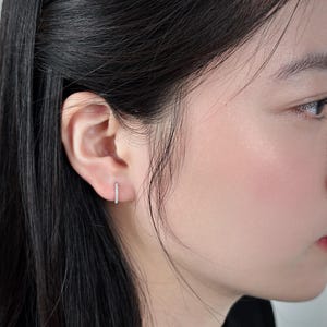 10K/14K Solid Gold Moissanite Huggie Earrings — Petite Sparkle Hoops, Gift for Her (JDE0580) image 6