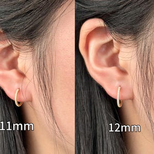 10K/14K Solid Gold Moissanite Huggie Earrings — Petite Sparkle Hoops, Gift for Her (JDE0580) image 14