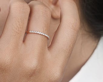 D/VS1 Moissanite Stackable Full Eternity Band Rings - 10K/14K Solid Gold (JDR2714B)