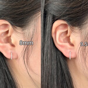 10K/14K Solid Gold Moissanite Huggie Earrings — Petite Sparkle Hoops, Gift for Her (JDE0580) image 13