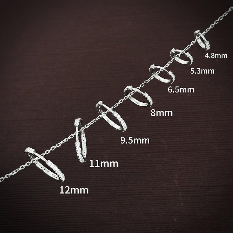 10K/14K Solid Gold Moissanite Huggie Earrings — Petite Sparkle Hoops, Gift for Her (JDE0580) image 3