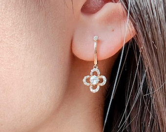 D/VVS1 Certified Centre Moissanite Drop Earrings - 10K/14K Gold (JDP0994E)