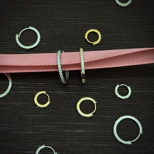 10K/14K Solid Gold Moissanite Huggie Earrings — Petite Sparkle Hoops, Gift for Her (JDE0580) image 10