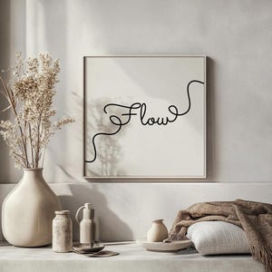Scandinavian &#39;Flow&#39; Print: Minimalist Calligraphic Design (Digital Download, PDF & PNG Files)