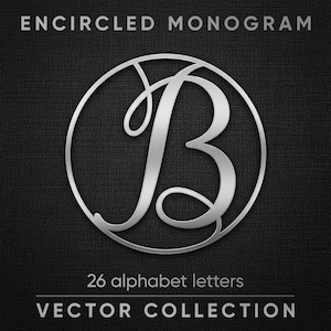 Encircled Initial Monogram 2x SVG Bundles A-Z: Elegant Calligraphic Letters (SVG & PDF Files)