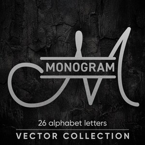Split Monogram 2x Alphabets SVG Bundle: Calligraphic Letters, Cricut & Silhouette Files