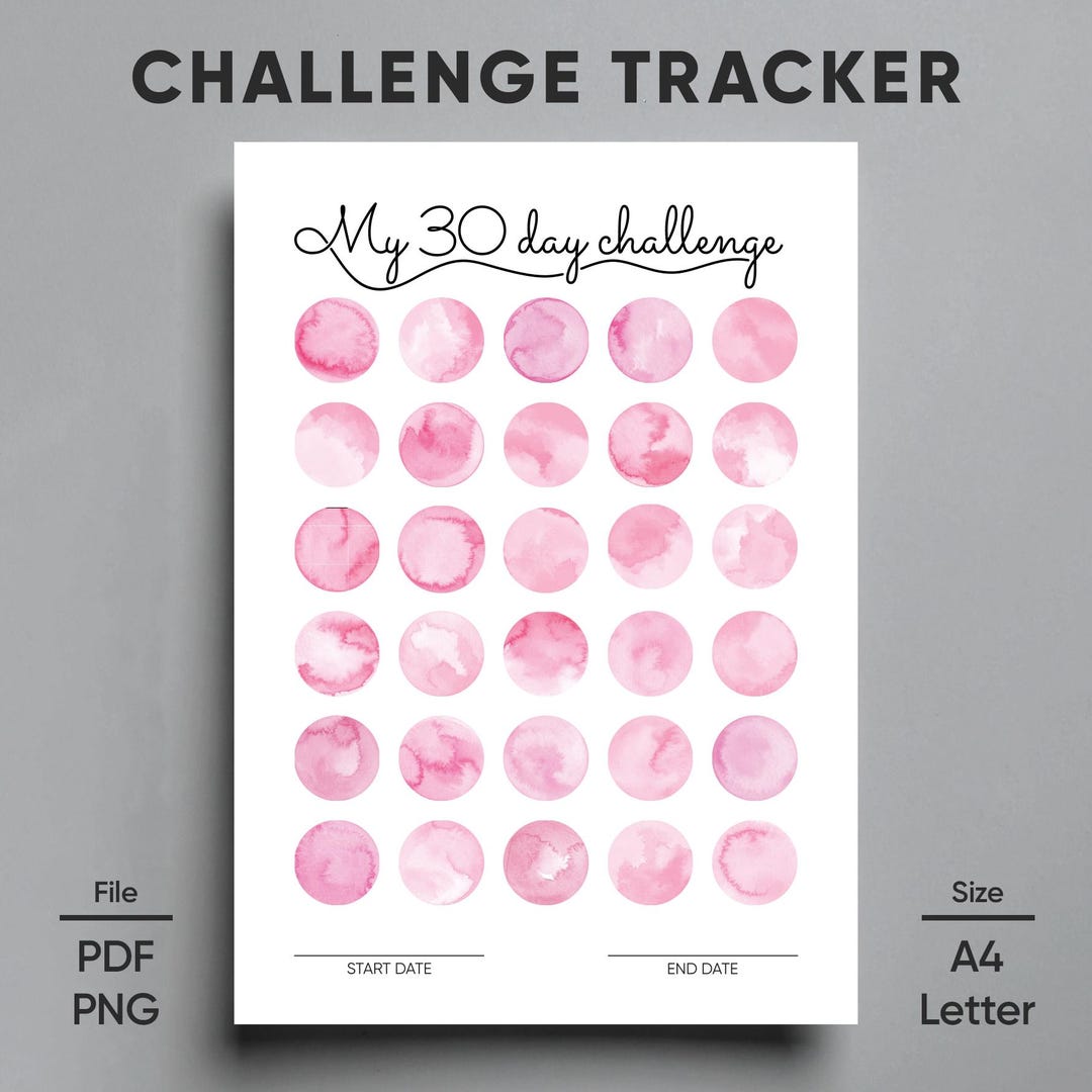 30 Day Challenge Tracker – Printable Habit Planner (digital Download ...