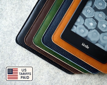 Personalized Kindle case: Oasis leather case, Paperwhite 12th gen, Colorsoft leather case, Felt interior, Tuscan leather