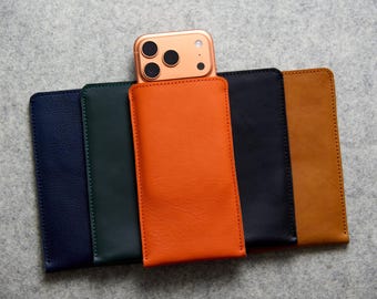 Leather iPhone 17 Pro Max Case: Felt Lining, iPhone 17 Pro Case Personalized, iPhone Air case