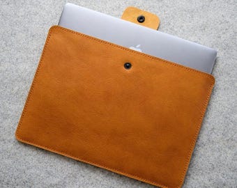 MacBook Pro 16 Case, Personalized MacBook Pro 14 leather Sleeve with Pocket, Felt Lined Laptop 14 inch Sleeve, Macbook sleeve 16 inch