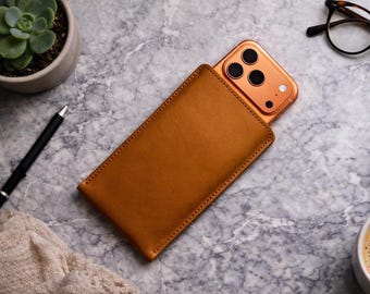 Leather iPhone 17 Pro Max Case: iPhone 17 Pro Case Personalized, iPhone Air case, Felt Lining