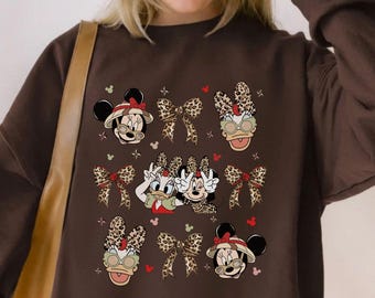 Leopard Minnie Mouse Daisy Duck Coquette Shirt, Girly Aesthetic Disney Womens Hoodie, Disneyland Girls Trip Sweatshirt