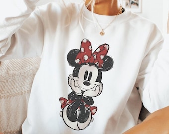 Retro Cute Minnie Mouse Sweatshirt, Vintage Style Minnie Mouse Hoodie, Disneyland Girls Trip Shirt, Disney Besties Holiday Vacation Shirt