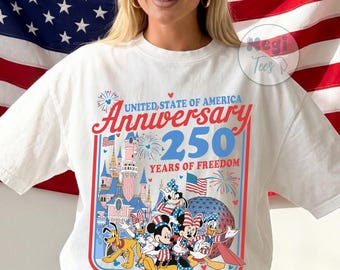 Comfort Colors® USA 250th Anniversary Disney Shirt, Patriotic Mickey and Friends 1776 2026, America 4th of July Disneyland Family Tee