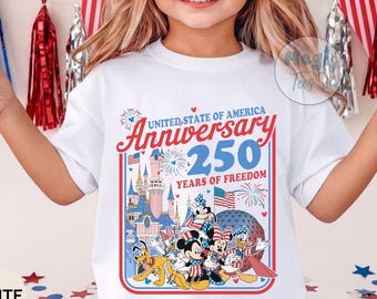 USA 250th Anniversary Disney Shirt, Patriotic Mickey and Friends 1776 2026, America 4th of July Disneyland Family Matching Tee,Toddler Shirt