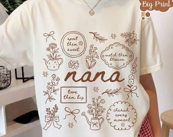 Comfort Colors® Cottagecore Floral Nana Shirt, Retro Floral Nana Tshirt, Mother's Day Gift, Best Nana Ever Vintage Look Shirt