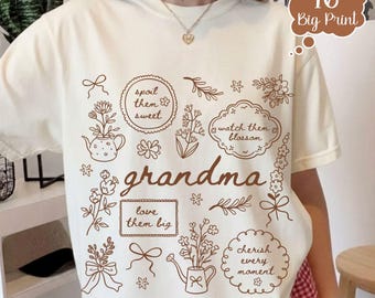 Comfort Colors® Cottagecore Floral Grandma Shirt, Retro Floral Grandma Tshirt, Mother's Day Gift, Best Grandma Ever Vintage Look Shirt