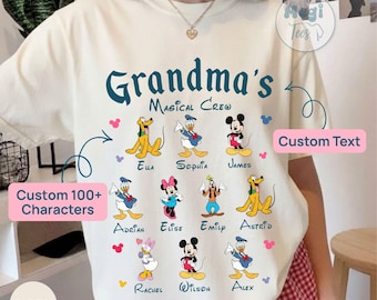 Comfort Colors® Custom Kids Name Disney Grandma Shirt, Disney All Characters Granny Gigi Custom Tee, Mother Days Gift from Grandkids