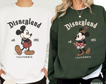 Sudadera retro de Minnie y Mickey Mouse para pareja en Disneyland. Sudadera con capucha para viaje familiar a California en Disneyland (establecida en 1955). Daisy y el Pato Donald.