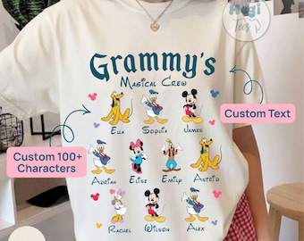 Comfort Colors® Custom Kids Name Disney Grammy Shirt, Disney All Characters Grandma Gigi Tee, Mother Days Gift from Grandkids for Grammy