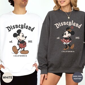 Sudadera retro de Minnie y Mickey Mouse para pareja en Disneyland. Sudadera con capucha para viaje familiar a California en Disneyland (establecida en 1955). Daisy y el Pato Donald. imagen 5