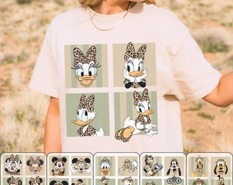 Comfort Colors® Safari Daisy Duck Shirt, Leopard Minnie Mickey and Friends Tee, Animal Kingdom Shirt, Donald Goofy Pluto Disney Safari Shirt