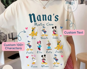 Comfort Colors® Custom Disney Nana Shirt, Disney All Characters Grandma Kids Name Tee, Mother Days Gift from Grandkids for Nana