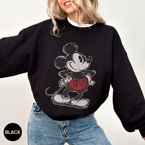 Retro Drawing Classic Pose Mickey Mouse Shirt, Retro Mickey Hoodie, Family Disneyland Trip Shirt, Disney Couple Holiday Vacation Shirt image 3