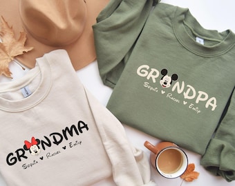 Aangepaste kindernaam sweatshirt Disney oma Granny, bijpassende Disney familie-uitstapje hoodie, aangepast shirt Mama Nana Papa, Disney vakantie