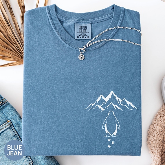 Comfort Colors® Nihilist Penguin Mountain Shirt, Minimalist Aesthetic Adventure Tee, Quiet Courage Graphic T-shirt, Lonely Penguin Art Shirt