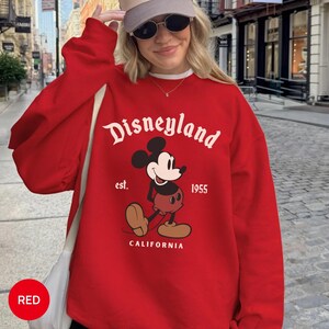 Sudadera retro de Minnie y Mickey Mouse para pareja en Disneyland. Sudadera con capucha para viaje familiar a California en Disneyland (establecida en 1955). Daisy y el Pato Donald. imagen 9