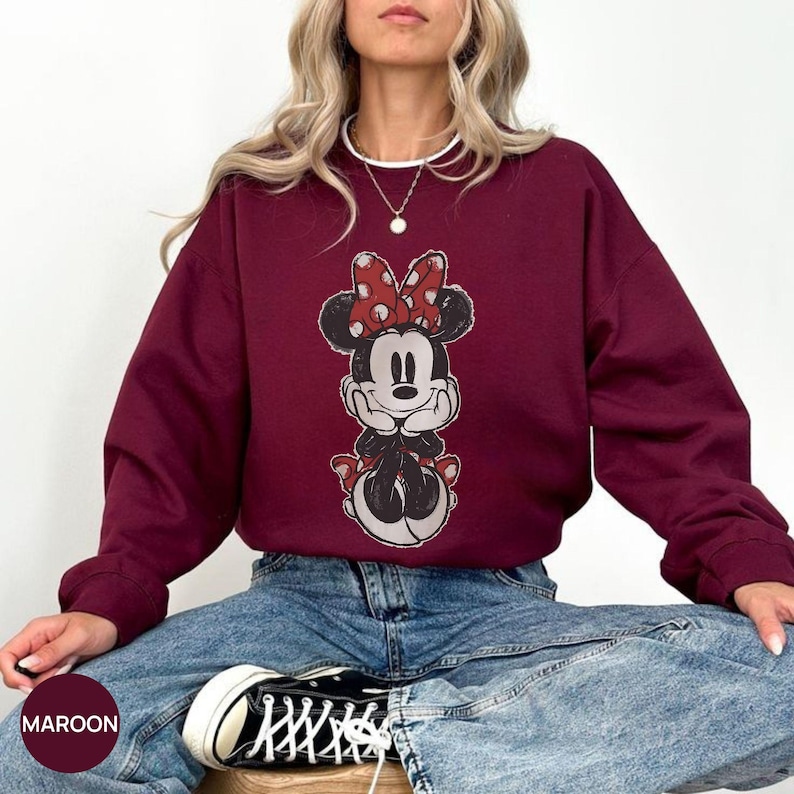 Retro Drawing Classic Pose Mickey Mouse Shirt, Retro Mickey Hoodie, Family Disneyland Trip Shirt, Disney Couple Holiday Vacation Shirt image 6